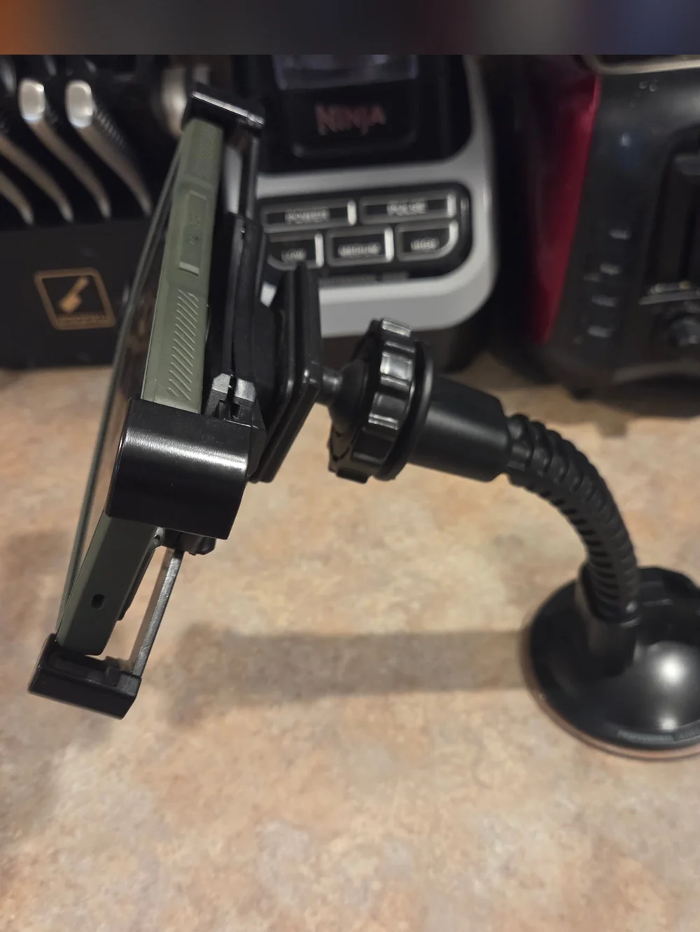 Roughneck Expandable Phone Grip Car/Desk Mount - Silver & Black